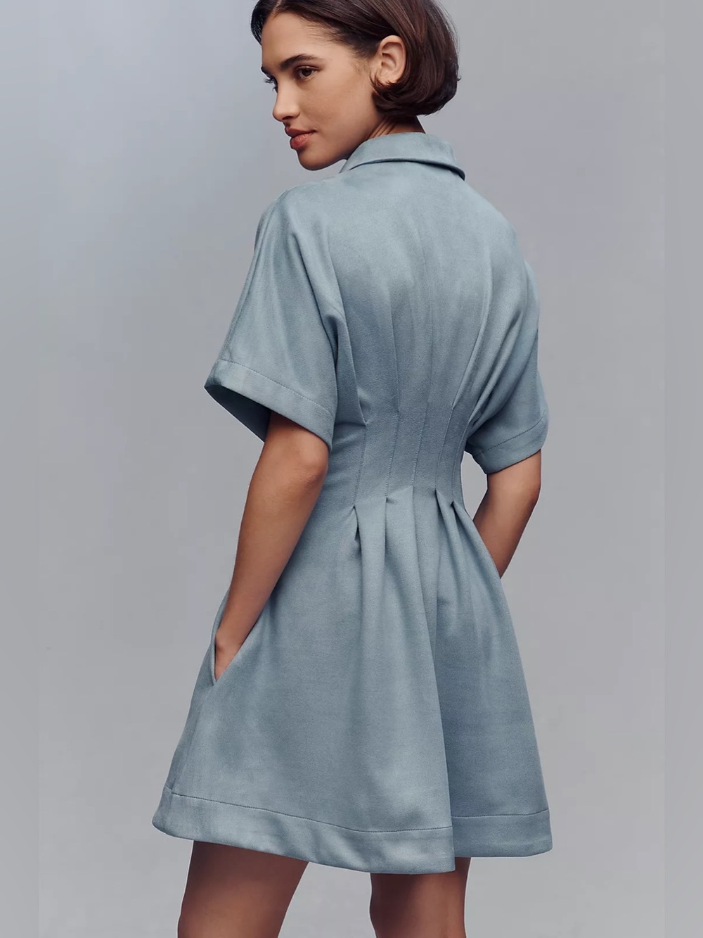 Anthropologie Tobie Faux-Suede Mini Shirtdress by Exquise - Picture 2 of 7